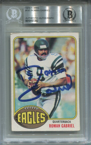 1976 Roman Gabriel Topps BAS AUTHENTIC AUTO AUTOGRAPH #145 Philadelphia Eagles 7252