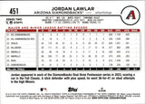 2024 Jordan Lawlar Topps Series 2 SP TEAM COLOR LOGO ROOKIE RC #451 Arizona Diamondbacks