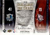 2009-10 Dirk Nowitzki Vince Carter Upper Deck DUAL GAME MATERIALS JERSEY 122/150 RELIC #DG-CN Mavericks Nets HOF
