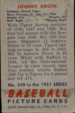 1951 Johnny Groth Bowman #249 Detroit Tigers BV $20