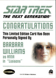 2011 Barbara Williams as Anna Rittenhouse The Complete Star Trek: The Next Generation Series 1 AUTO AUTOGRAPH #_BAWI Liasons