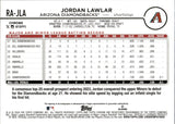2024 Jordan Lawlar Topps Chrome PURPLE REFRACTOR ROOKIE AUTO 049/250 AUTOGRAPH RC #RA-JLA Arizona Diamondbacks