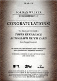 2024 Jordan Walker Topps Reverance PATCH AUTO 10/10 AUTOGRAPH RELIC #TRAP-JW St. Louis Cardinals