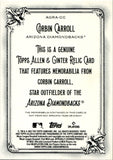 2023 Corbin Carroll Topps Allen & Ginter ROOKIE BAT RELIC #AGRA-CC Arizona Diamondbacks