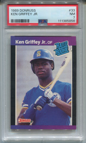 1989 Ken Griffey Jr. Donruss RATED ROOKIE RC PSA 7 #33 Seattle Mariners HOF 5856