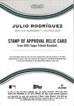 2025 Julio Rodriguez Topps Tribute EMERALD GREEN STAMP OF APPROVAL JERSEY 35/99 RELIC #SOA-JR Seattle Mariners