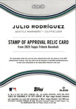 2025 Julio Rodriguez Topps Tribute EMERALD GREEN STAMP OF APPROVAL JERSEY 35/99 RELIC #SOA-JR Seattle Mariners