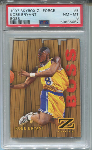 1997-98 Kobe Bryant Skybox Z-FORCE BOSS PSA 8 #3 Los Angeles Lakers HOF 5067