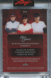2025 Charlie Sheen Corbin Bernsen Chelcie Ross Leaf Red Carpet BLACK FOIL TRIPLE AUTO 2/2 AUTOGRAPH #TA-13 Major League