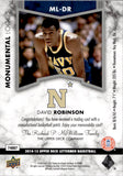 2013-14 David Robinson Upper Deck Lettermen MONUMENTAL LOGOS 01/15 RELIC #ML-DR San Antonio Spurs HOF