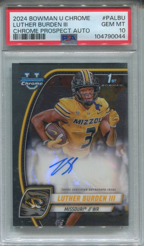 2024 Luther Burden III Bowman University Chrome 1ST BOWMAN ROOKIE AUTO AUTOGRAPH RC PSA 10 #PA-LBU Chicago Bears 0044