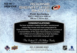 2022-23 Pyotr Kochetkov Upper Deck Engrained ROOKIE SIGNATURE SHOTS GREEN STICK AUTO 12/50 RC #RSS-PK Carolina Hurricanes