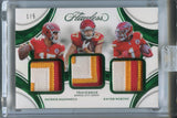 2025 Patrick Mahomes Travis Kelce Xavier Worthy Panini Flawless EMERALD GREEN TRIPLE PATCH 1/5 JERSEY NUMBER RELIC #TP-KC Kansas City Chiefs