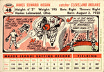 1956 Jim Hegan Topps WHITE BACK #48 Cleveland Indians BV $30