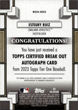 2023 Esteury Ruiz Topps Tier One BRK OUT SILVER AUTOGRAPHS ROOKIE AUTO 1/10 Oakland Athletics #BOA-ED2