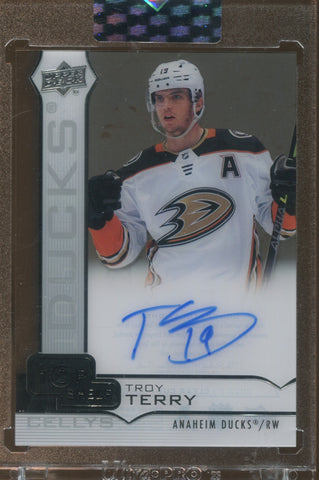 2022-23 Troy Terry Upper Deck Clear Cut TOP SHELF CELLYS AUTO Anaheim Ducks #TS-TE