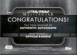 2020 Amanda Hale as Officer Kandia Autograph Topps Star Wars Masterwork #A-HA AUTO 1