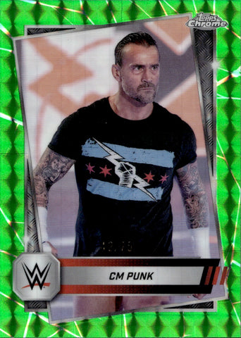 2025 CM Punk Topps Chrome GREEN GEOMETRIC REFRACTOR 42/75 #98