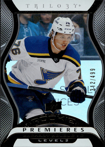 2024-25 Zachary Bolduc Upper Deck Extended Series TRILOGY ROOKIE PREMIERS LEVEL 2 312/499 St. Louis Blues #T-20