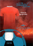 2025 Marcus Rashford Relic Leaf In The Game Used #BU-14 15/15 BLUE HOLO FOIL BEAUTIFUL GAME WORN RELIC