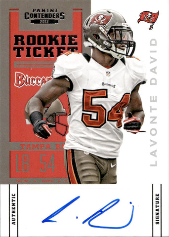 2012 LaVonte David Panini Contenders ROOKIE TICKET AUTO AUTOGRAPH RC #158 Tampa Bay Buccaneers 4
