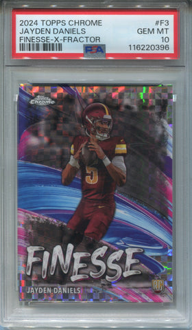 2024 Jayden Daniels Topps Chrome ROOKIE FINESSE XFRACTOR RC PSA 10 #F3 Washington Commanders 0396