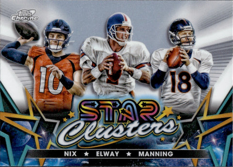 2024 Bo Nix John Elway Peyton Manning Topps Chrome Cosmic STAR CLUSTERS ROOKIE RC #SCL-2 Denver Broncos