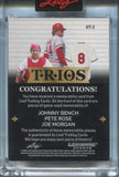 2024 Johnny Bench Pete Rose Joe Morgan Leaf Ultimate Sports PLATINUM BLUE TRIOS TRIPLE JERSEY 2/5 RELIC #UT-2 Cincinnati Reds HOF