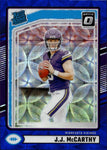 2024 J.J. McCarthy Donruss Optic BLUE SCOPE RATED ROOKIE RC #303 Minnesota Vikings