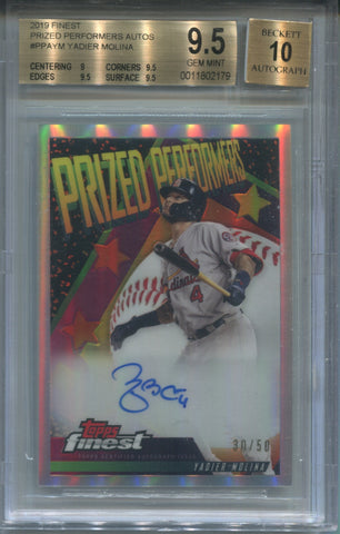 2019 Yadier Molina Topps Finest PRIZED PERFORMERS AUTO 30/50 AUTOGRAPH BGS 9.5/10 #PPAYM St. Louis Cardinals 2179