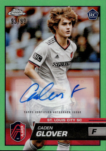 2023 Caden Glover Topps Chrome MLS GREEN REFRACTOR ROOKIE AUTO 93/99 AUTOGRAPH RC #194 St. Louis City