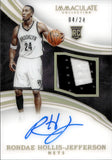 2015-16 Rondae Hollis-Jefferson Panini Immaculate ROOKIE PATCH AUTO 04/24 AUTOGRAPH RELIC #122 Brooklyn Nets