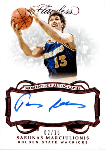 2018-19 Sarunas Marciulionis Panini Flawless RUBY RED MOMENTOUS AUTO 02/15 AUTOGRAPH Golden State Warriors