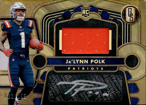2024 Ja'Lynn Polk Panini Gold Standard ROOKIE JERSEY AUTO 033/199 AUTOGRAPH RELIC #218 New England Patriots