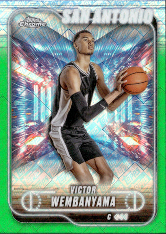 2024-25 Victor Wembanyama Topps Chrome GREEN TOPPS LOGOFRACTOR #193 San Antonio Spurs
