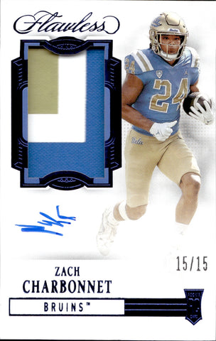 2023 Zach Charbonnet Panini Flawless BLUE JUMBO PATCH AUTO 15/15 AUTOGRAPH RELIC RC #RPAV-ZAC Seattle Seahawks