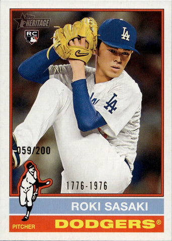 2025 Roki Sasaki Topps Heritage BICENTENNIAL ROOKIE 059/200 RC #224 Los Angeles Dodgers