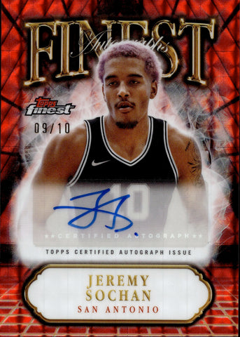 2025 Jeremy Sochan Topps Finest RED GEOMETRIC REFRACTOR AUTO 09/10 AUTOGRAPH #FA-JS San Antonio Spurs