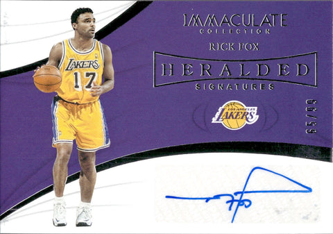 2018-19 Rick Fox Panini Immaculate HERALDED SIGNATURES AUTO 65/99 AUTOGRAPH #HS-RFX Los Angeles Lakers