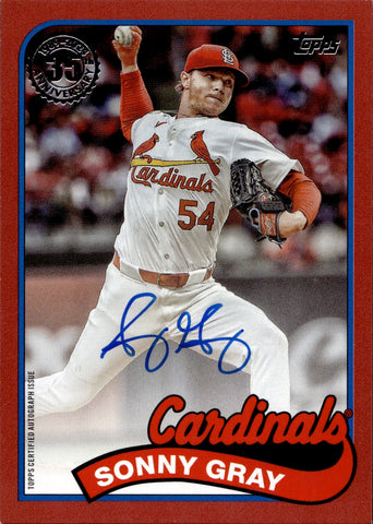 2024 Sonny Gray Topps 1989 DESIGN RED BORDER AUTO02/25 AUTOGRAPH #89AU-SG St. Louis Cardinals
