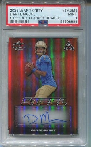 2023 Dante Moore Leaf Trinity ROOKIE ORANGE STEEL AUTO 07/10 AUTOGRAPH RC PSA 9 #SADM1 Oregon Ducks 8991