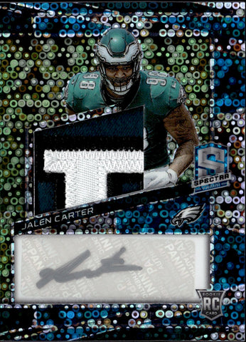 2024 Jalen Carter Panini Spectra ROOKIE BLUE DISCO LETTER PATCH SILVER INK AUTO 20/50 AUTOGRAPH #214 Philadelphia Eagles