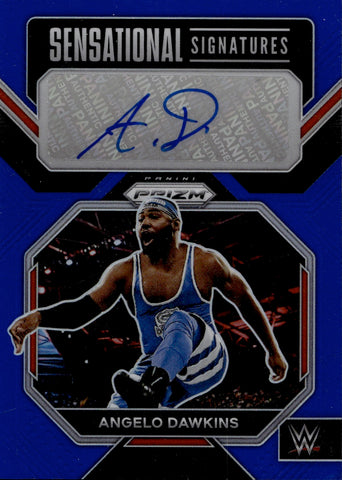 2023 Angelo Dawkins Panini Prizm BLUE SENSATIONAL SIGNATURES AUTO 25/49 AUTOGRAPH #SN-AGD Monday Night Raw