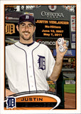 2012 Justin Verlander Topps SP NO HITTER BASEBALLS IN HAND VARIATION #639 Detroit Tigers