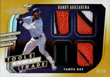 2021 Randy Arozarena Panini Absolute GOLD TOOLS OF THE TRADE QUAD LOGO PATCH 03/10 RELIC #TT2S-RA Tampa Bay Rays