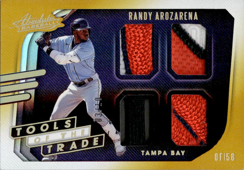 2021 Randy Arozarena Panini Absolute GOLD TOOLS OF THE TRADE QUAD LOGO PATCH 03/10 RELIC #TT2S-RA Tampa Bay Rays