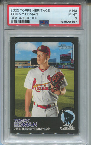 2022 Tommy Edman Topps Heritage BLACK BORDER PSA 9 #143 St. Louis Cardinals 8147