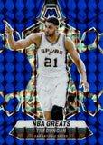 2023-24 Tim Duncan Panini Mosaic NBA GREATS BLUE MOSAIC PRIZM 123/199 #291 SAn Antonio Spurs HOF