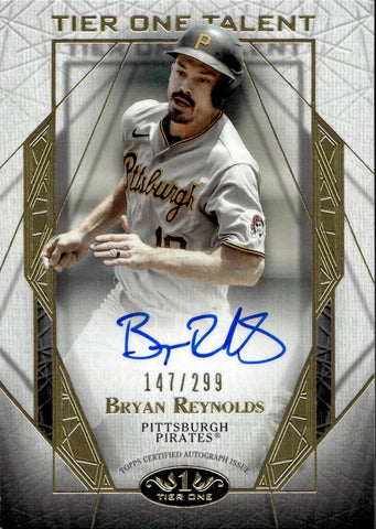 2022 Bryan Reynolds Topps Tier One TALENT AUTO 147/299 AUTOGRAPH #T1TA-BR Pittsburgh Pirates