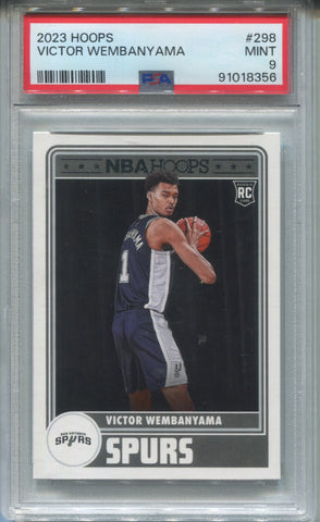 2023-24 Victor Wembanyama Panini NBA Hoops ROOKIE RC PSA 9 #298 San Antonio Spurs 8356